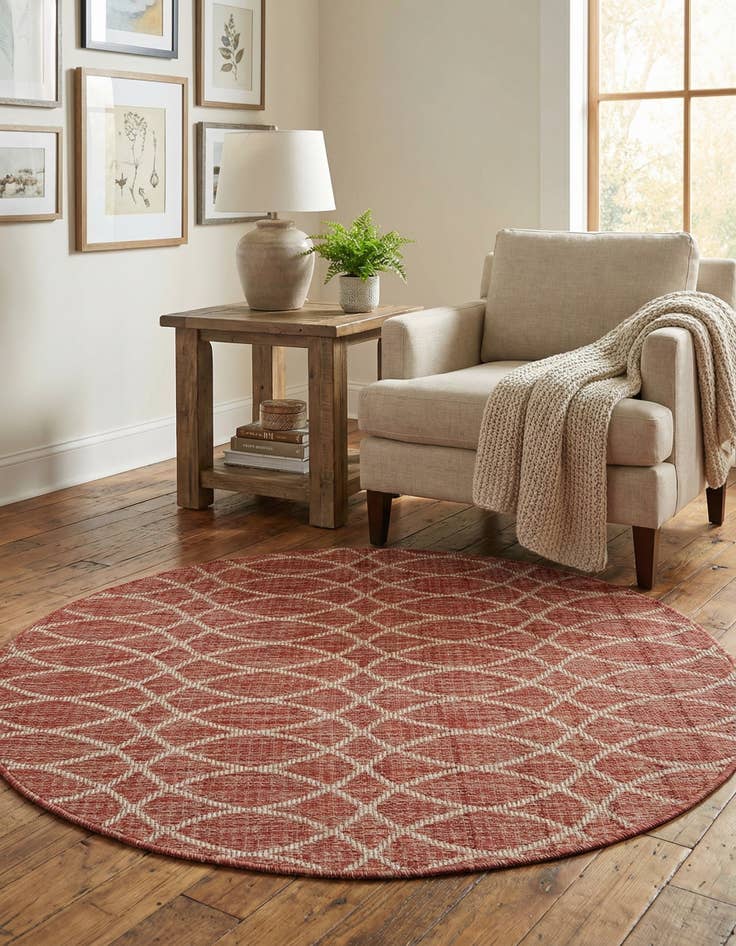 Detail image of 4' x 4'  Washable Trellis Indoor / Outdoor Round Rug