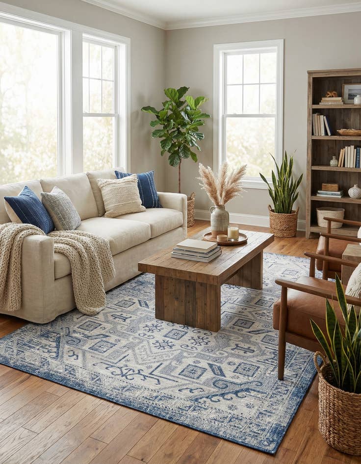 Detail image of  6' x 9'  Washable Aztec Indoor / Outdoor Rug