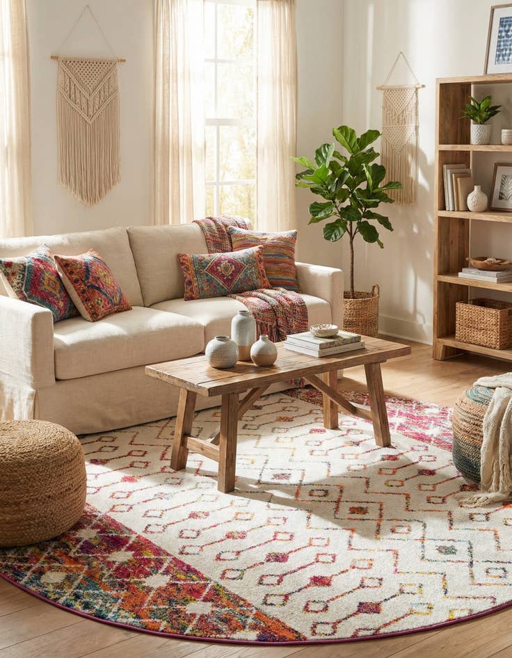 Detail image of  6' x 6' Moroccan Trellis Round Rug