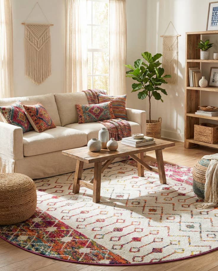 Detail image of 6' x 6' Moroccan Trellis Round Rug