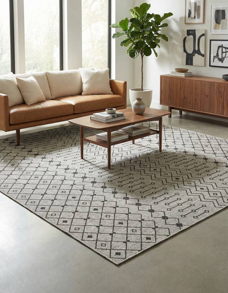 Detail image of 13' x 13'  Washable Trellis Indoor / Outdoor Square Rug
