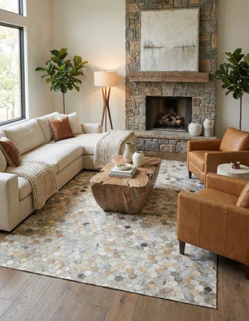 5' x 7' 10 Cowhide Leather Rug