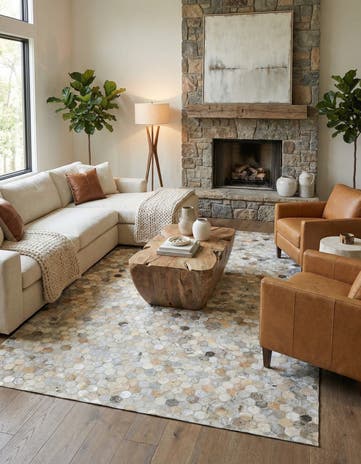5' x 7' 10 Cowhide Leather Rug