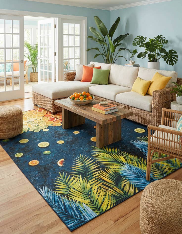 Detail image of  10' x 14'  Washable Coastal Indoor / Outdoor Rug