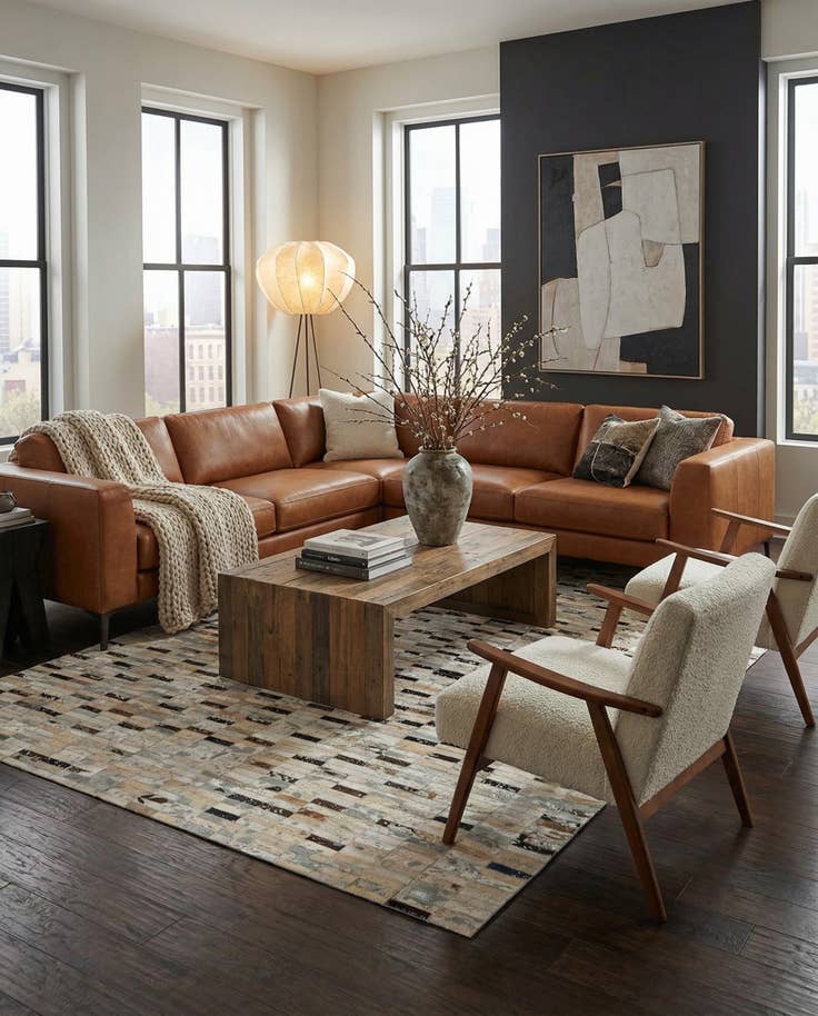 Detail image of 5' x 7' 11 Cowhide - Patchwork Rug