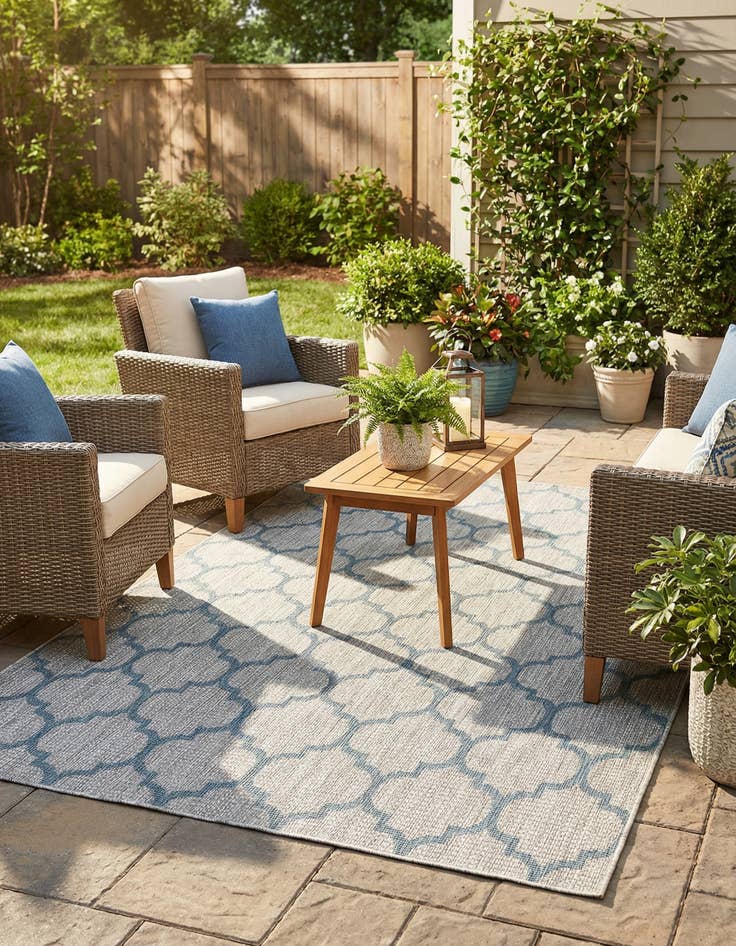 Detail image of 6' x 9'  Washable Trellis Indoor / Outdoor Rug