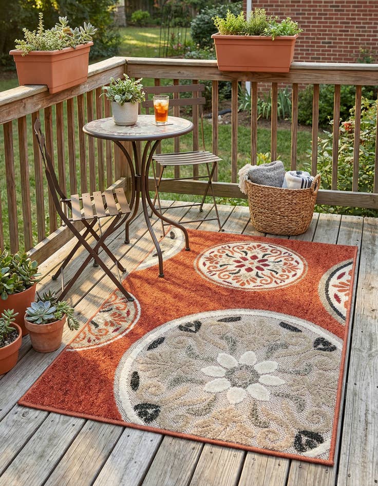 Detail image of 2' x 3'  Washable Modern Indoor / Outdoor Rug