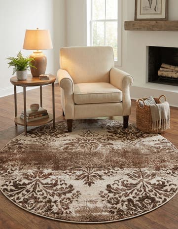 Dark Beige Nepal Round Rug