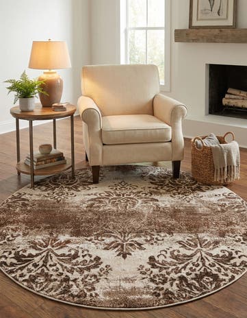 Dark Beige Nepal Round Rug