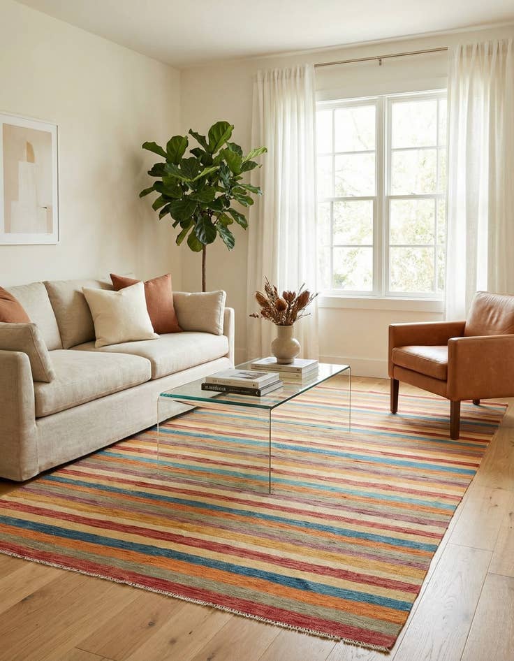 Detail image of 6' 8 x 9' 7  Hand Woven Kilim Modern Wool Rug