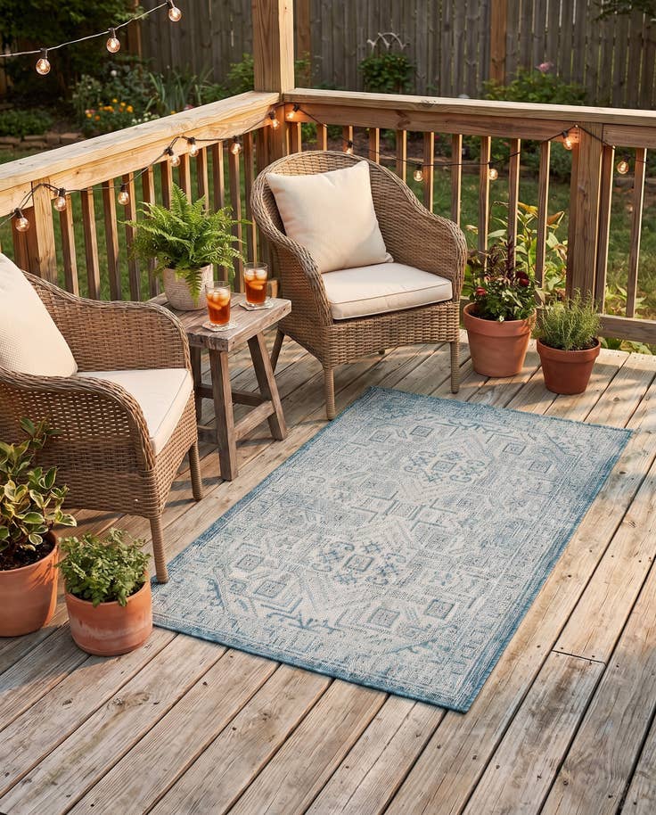Detail image of 3' x 5' 3 Easy-Clean Aztec Indoor / Outdoor Rug