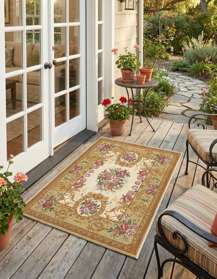 Detail image of 2' x 3'  Washable Traditional Indoor / Outdoor Rug