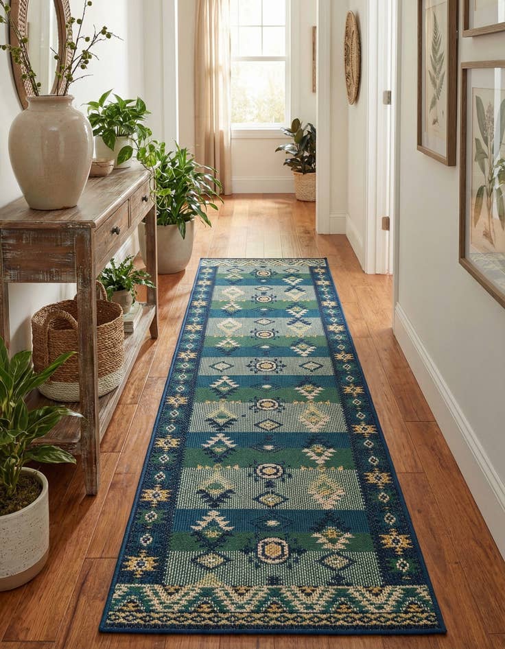 Detail image of  2' 7 x 10'  Washable Baja Indoor / Outdoor Runner Rug