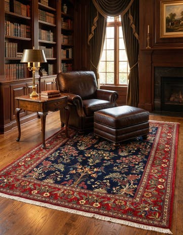 4' 8 x 6' 11 Hand Knotted Qom Persian Rug