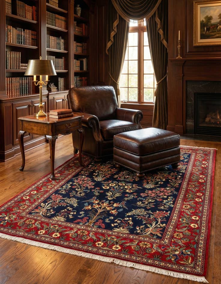 Detail image of  4' 8 x 6' 11  Hand Knotted Qom Persian Rug