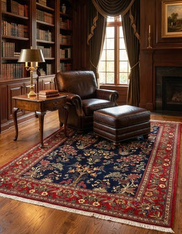 4' 8 x 6' 11 Hand Knotted Qom Persian Rug
