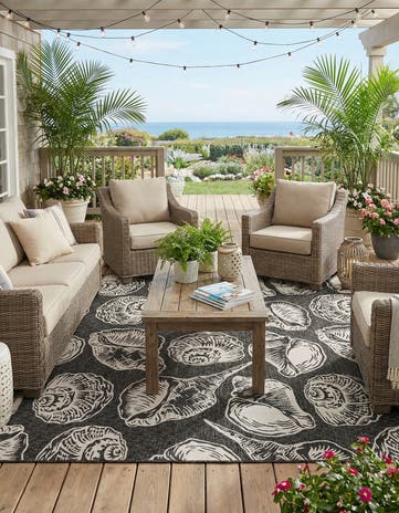 10' x 10' Easy-Clean Coastal Indoor / Outdoor Square Rug