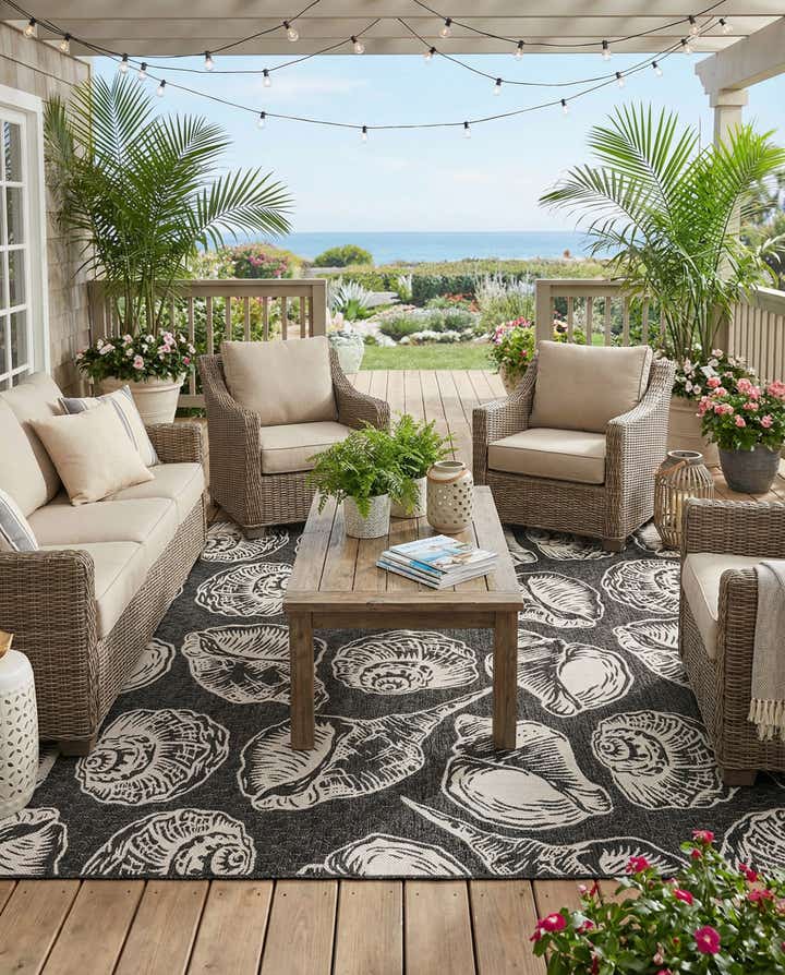 10' x 10' Easy-Clean Coastal Indoor / Outdoor Square Rug