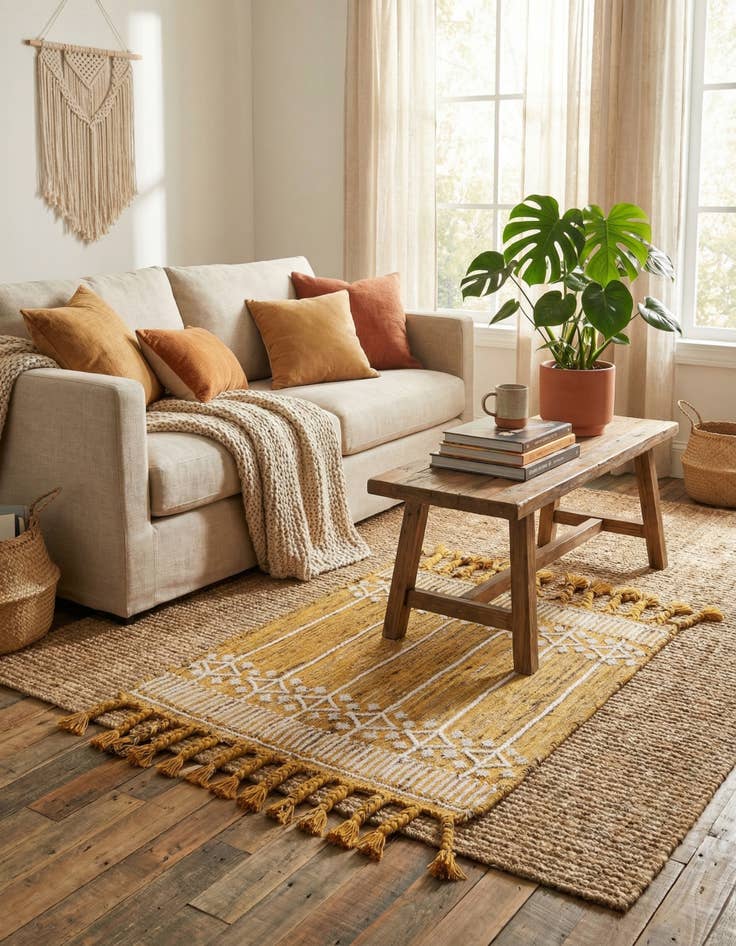 Detail image of 2' x 3' 1  Washable Eco Bohemian Indoor / Outdoor Rug