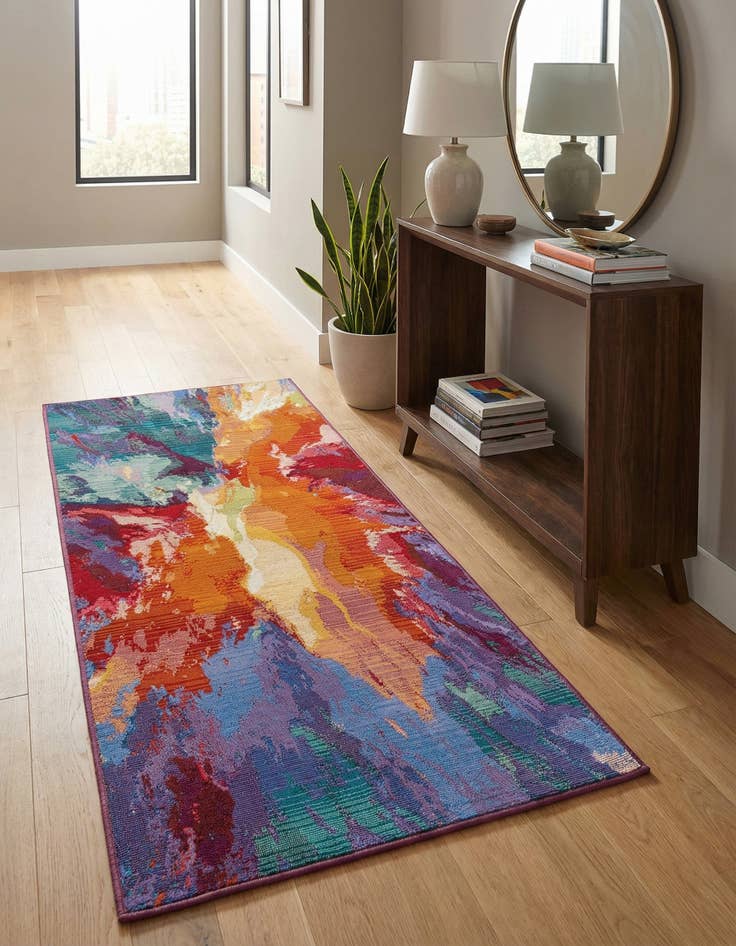Detail image of 2' 7 x 5' 3 Easy-Clean Modern Indoor / Outdoor Runner Rug