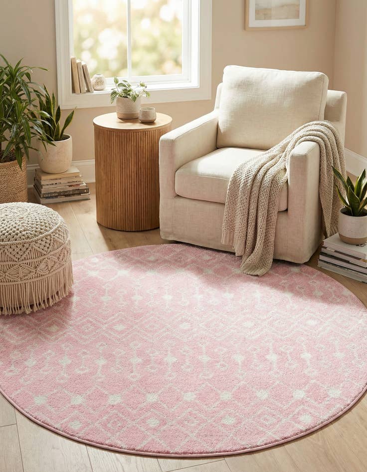 Detail image of 5' 3 x 5' 3 Moroccan Trellis Round Rug