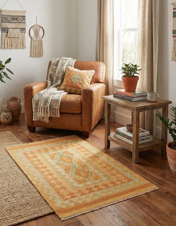 2' 7 x 4' 3 Hand Woven Kilim Waziri Wool Rug