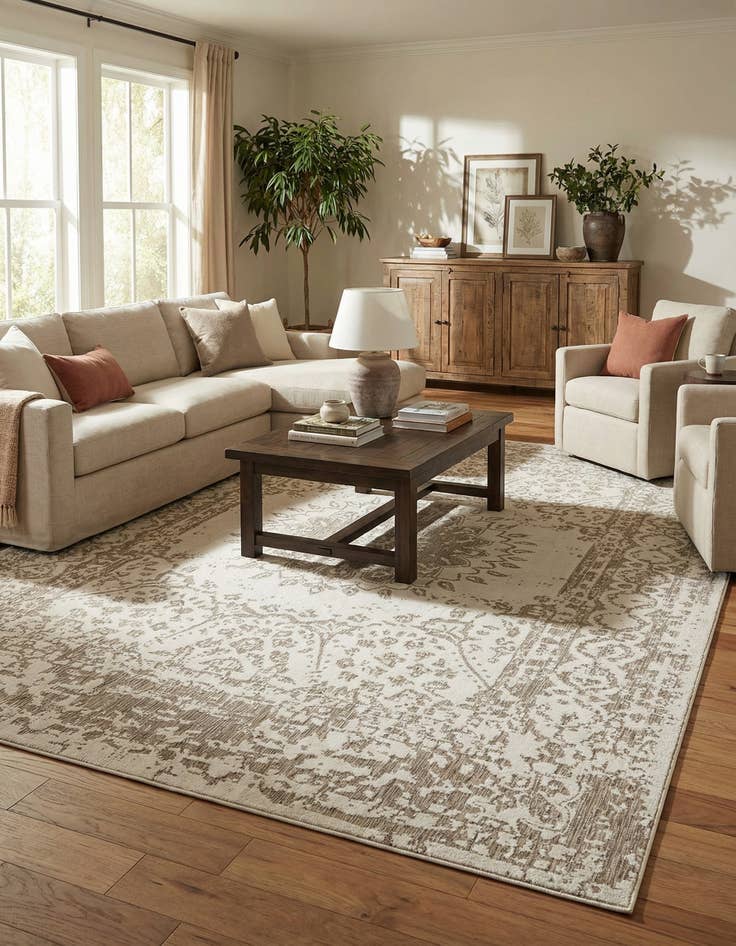 Detail image of 9' x 12'  Washable Traditional Indoor / Outdoor Rug