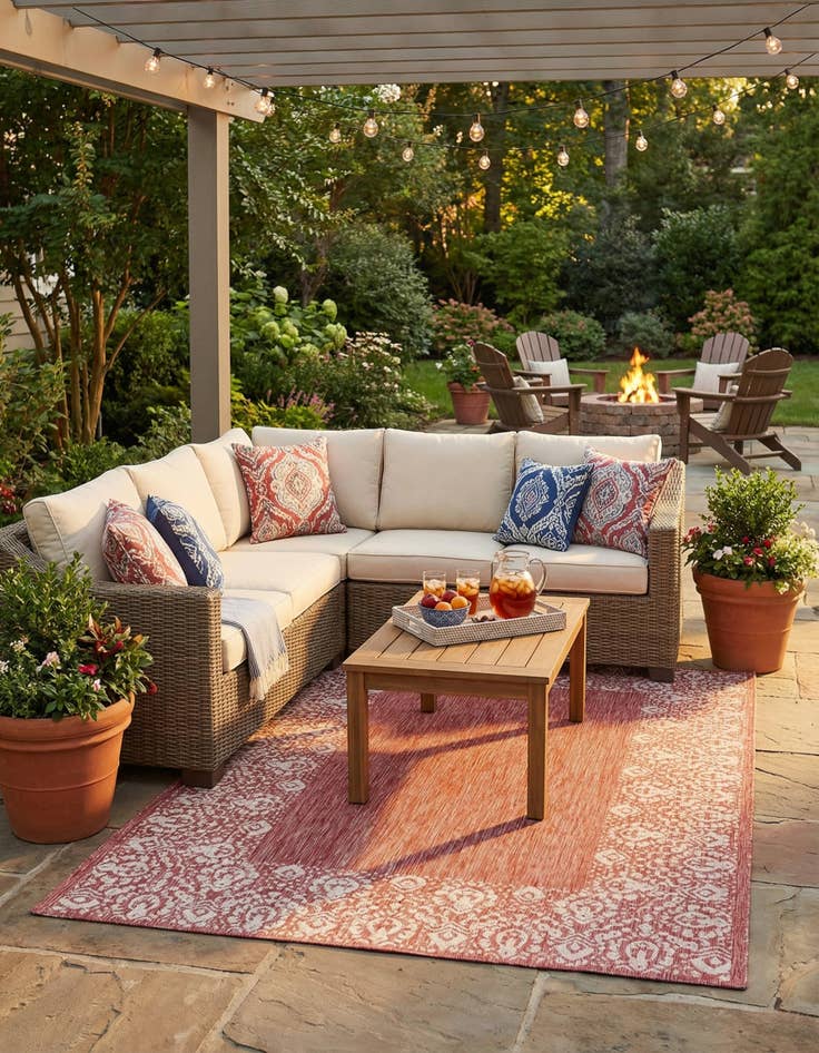 Detail image of  7' x 10'  Washable Border Indoor / Outdoor Rug