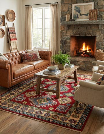 4' x 5' 7 Hand Knotted Kazak Rug