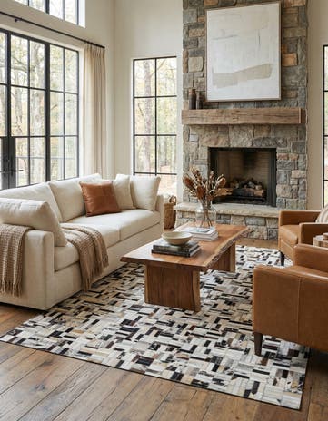 5' x 7' 9 Cowhide Leather Rug