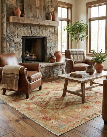 4' 10 x 6' 8 Hand Woven Kilim Waziri Wool Rug