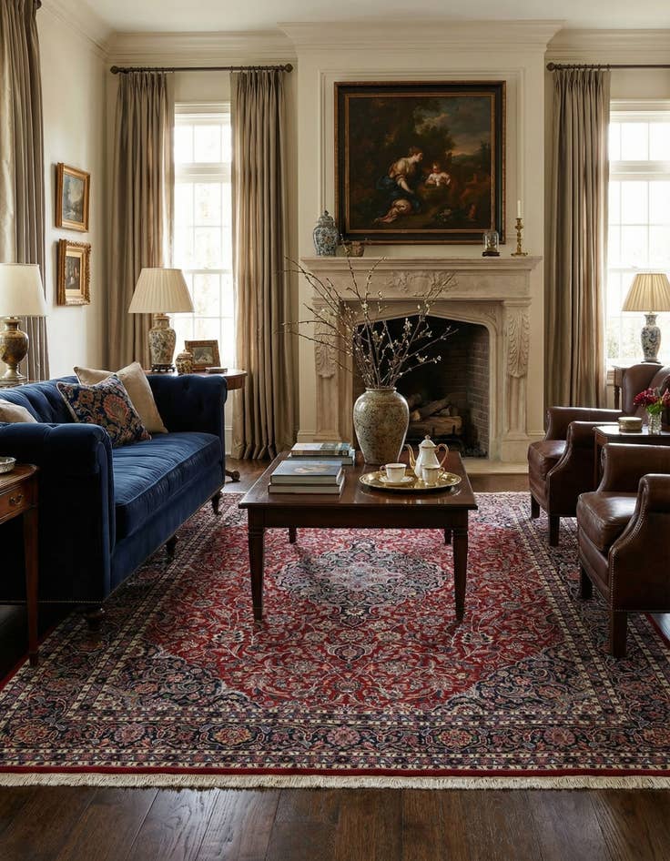 Detail image of 8' 11 x 11' 11  Hand Knotted Kashan Wool Rug