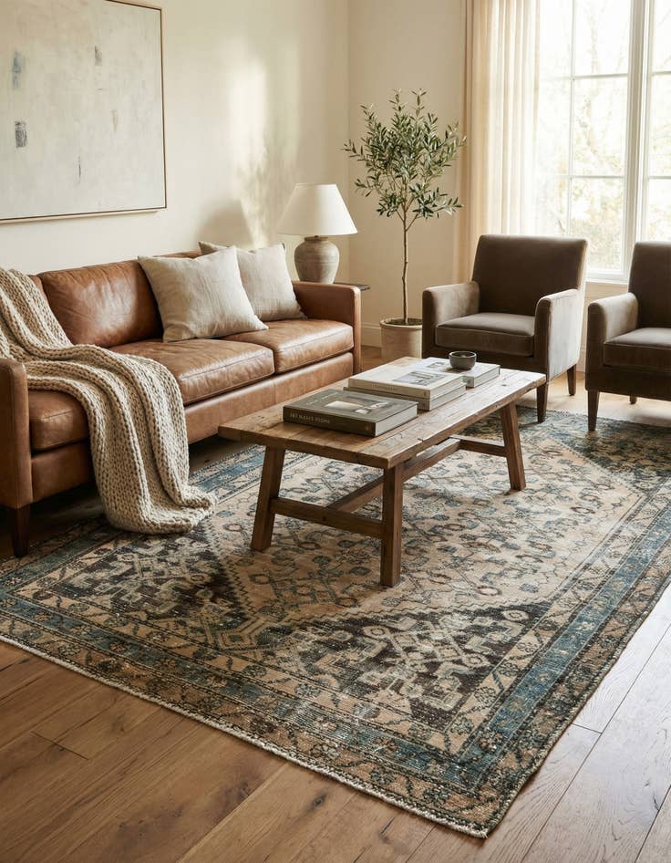 Detail image of 4' 3 x 6' 9 Hand Knotted Ultra Vintage Persian Wool Rug