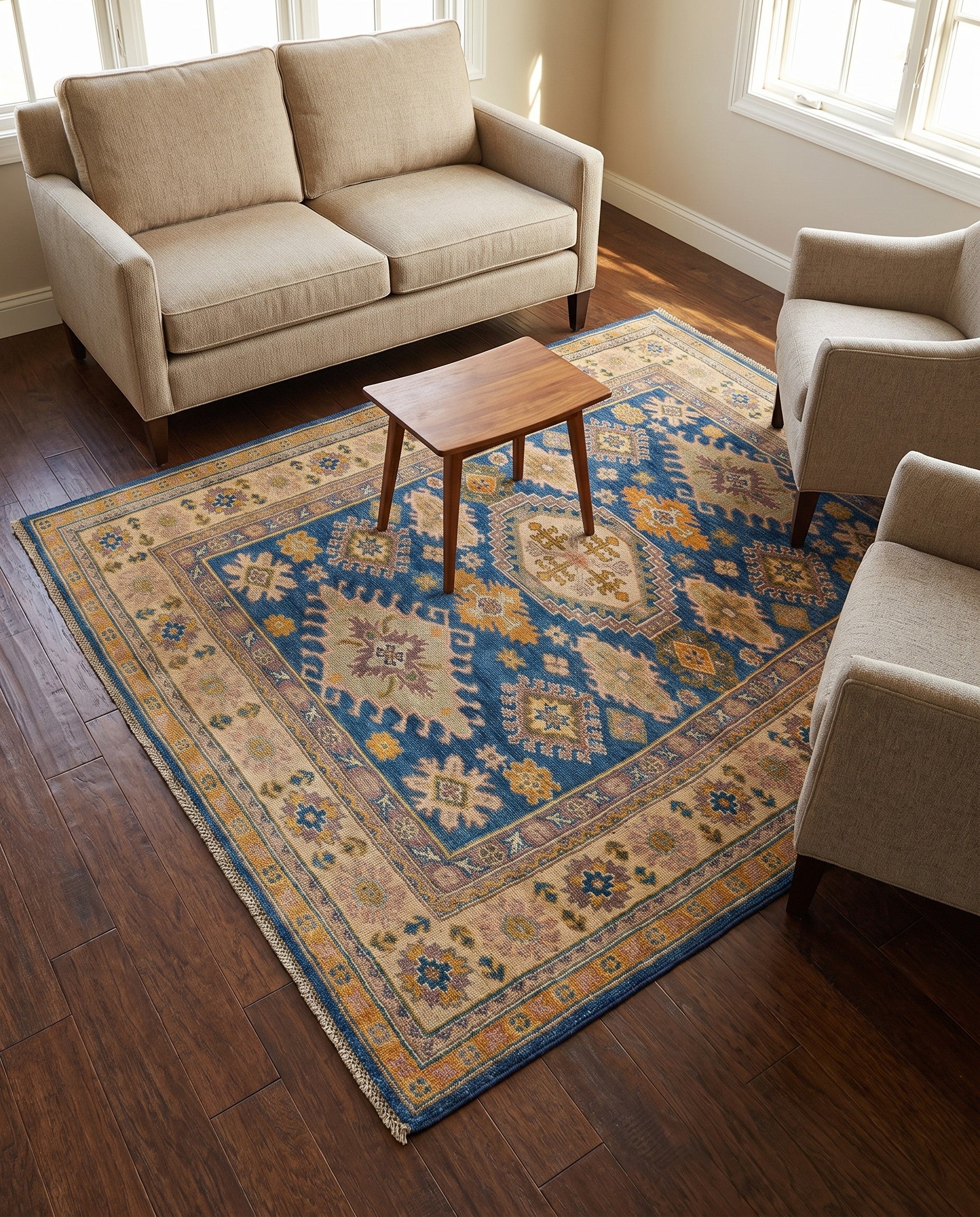 4' 2 x 5' 10 Hand Knotted Kazak Rug