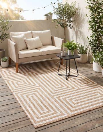 Taupe Easy-Clean Modern Indoor / Outdoor Rug