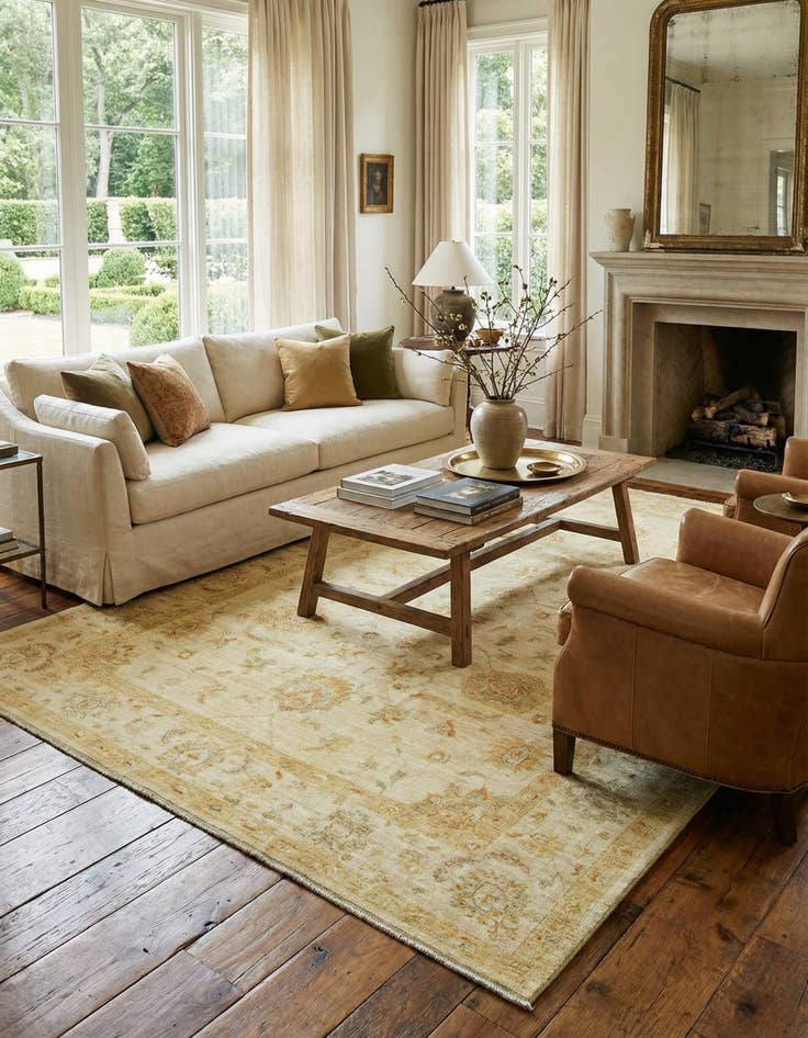 Detail image of 6' 8 x 9' 8  Hand Knotted Peshawar Ziegler Rug