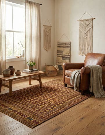 3' 9 x 6' 8 Hand Woven Kilim Afghan Wool Rug