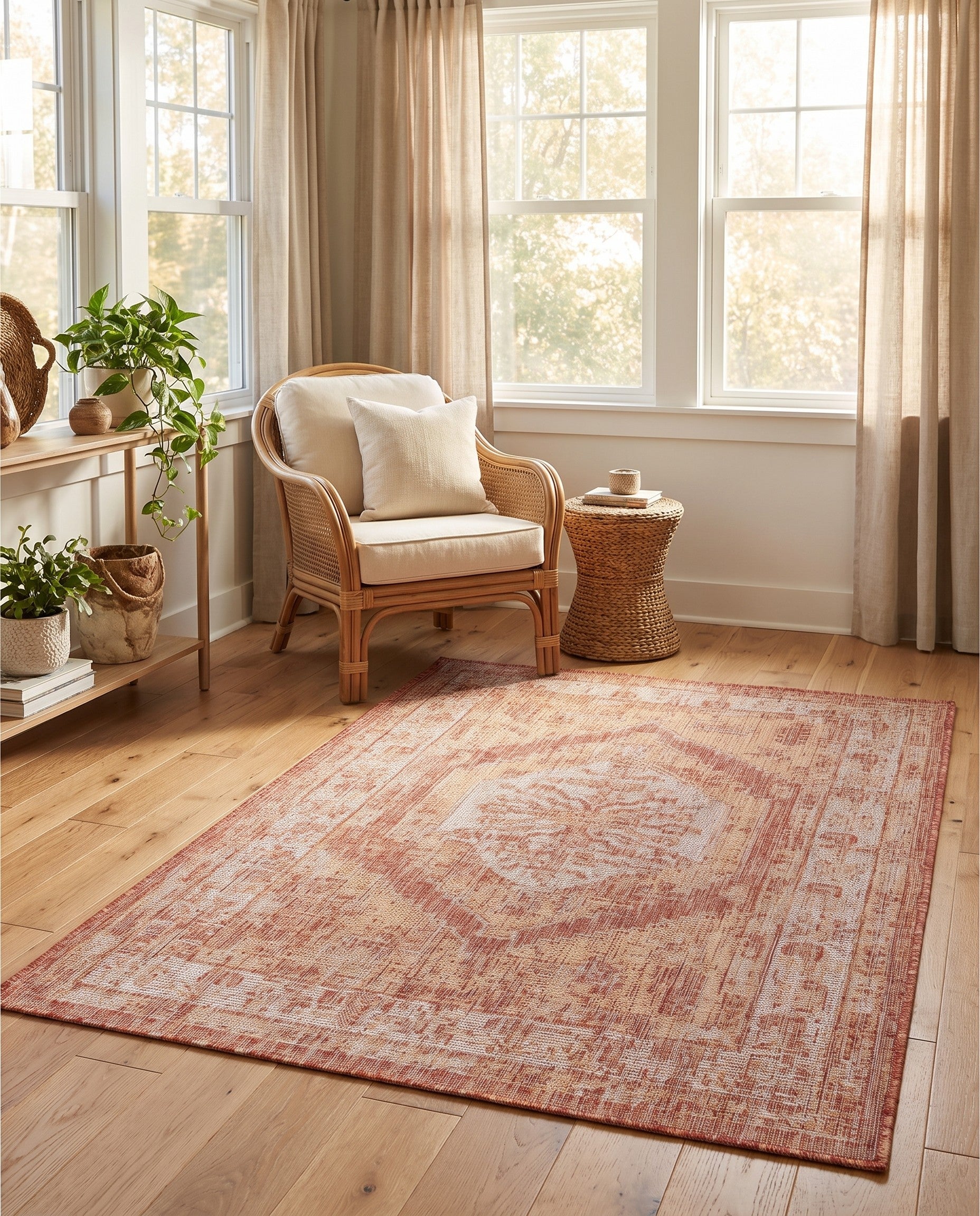 4' x 6' Easy-Clean Traditional Indoor / Outdoor Rug