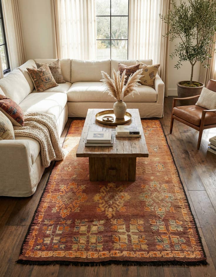 Detail image of 6' 8 x 13' 9  Hand Knotted Moroccan Wool Runner Rug