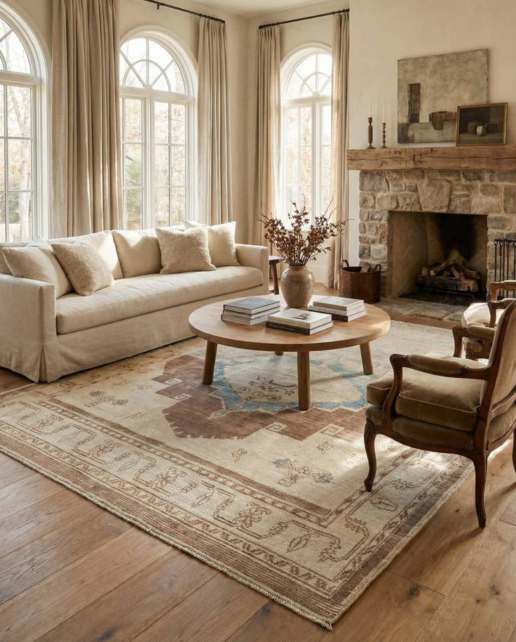 Detail image of 9' 6 x 11' 8 Hand Knotted Oushak Wool Rug