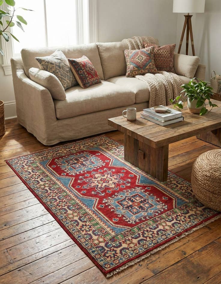 Detail image of 2' 8 x 4' 1  Hand Knotted Kazak Rug