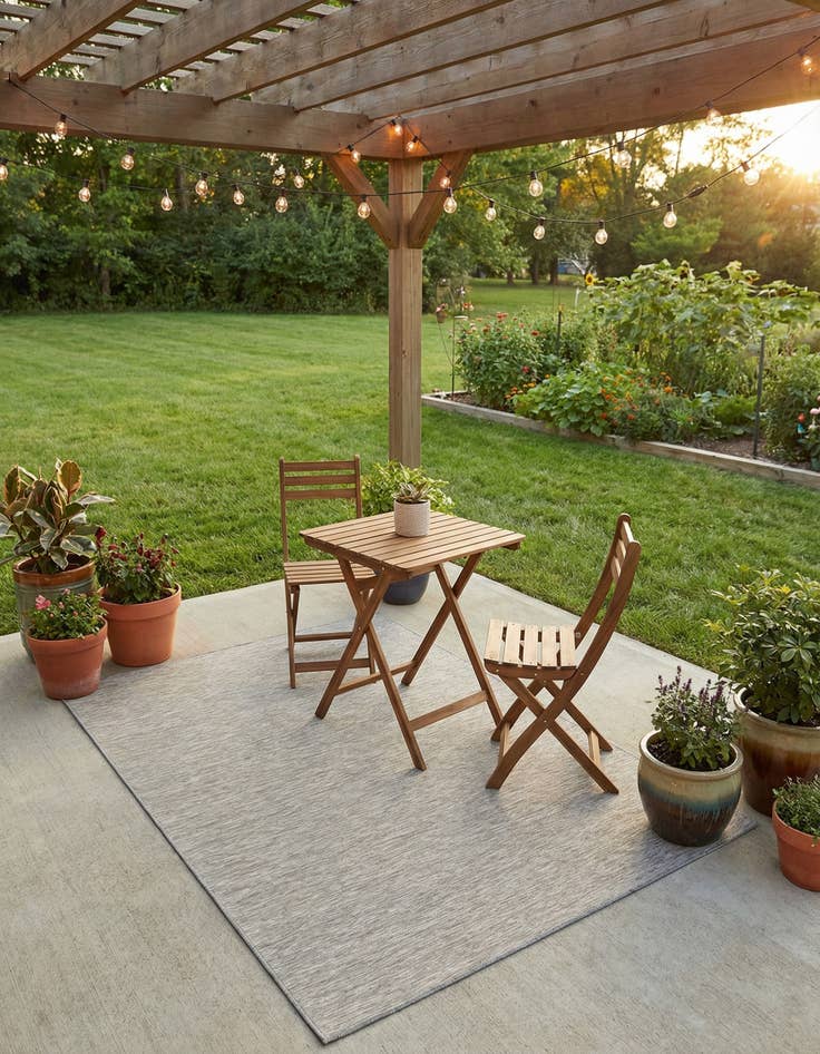 Detail image of 4' 2 x 6'  Washable Solid Indoor / Outdoor Rug