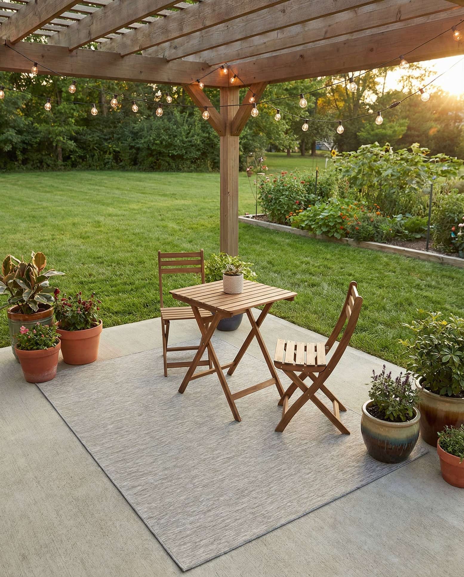 4' 2 x 6' Easy-Clean Solid Indoor / Outdoor Rug