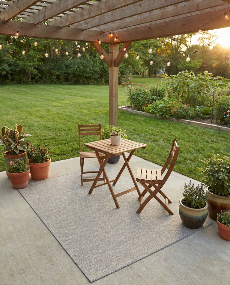Detail image of 4' 2 x 6' Easy-Clean Solid Indoor / Outdoor Rug