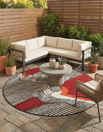 5' x 5' Easy-Clean Modern Indoor / Outdoor Round Rug
