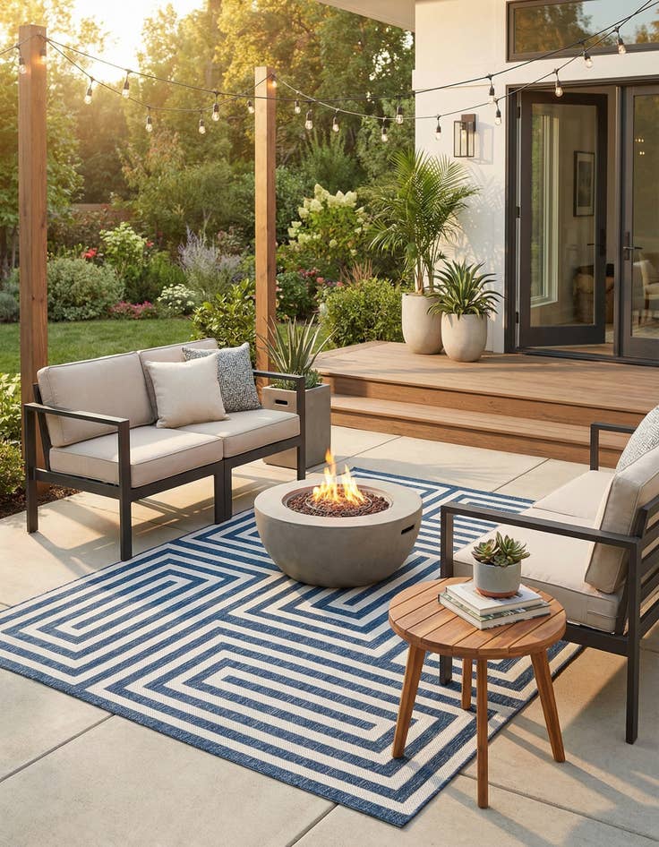 Detail image of 9' x 12'  Washable Modern Indoor / Outdoor Rug