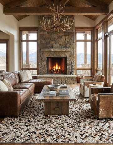 8' x 9' 10 Cowhide Leather Rug