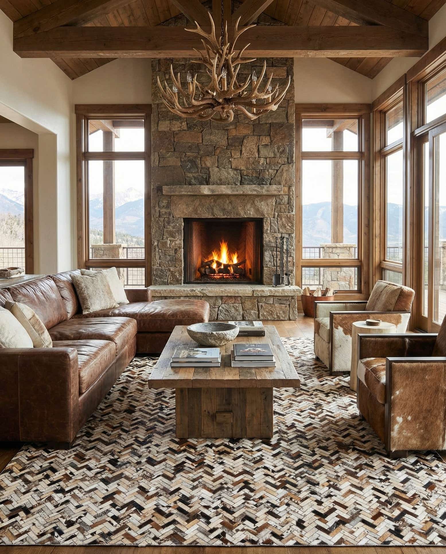 8' x 9' 10 Cowhide Leather Rug