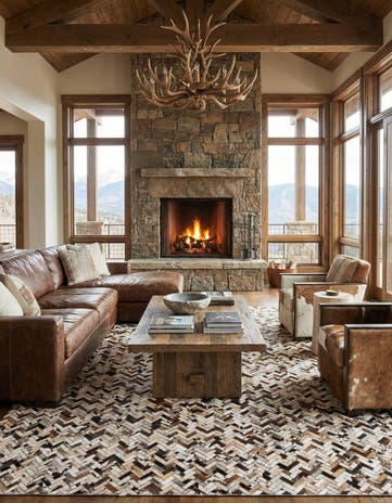 8' x 9' 10 Cowhide Leather Rug