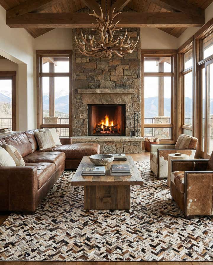 8' x 9' 10 Cowhide Leather Rug